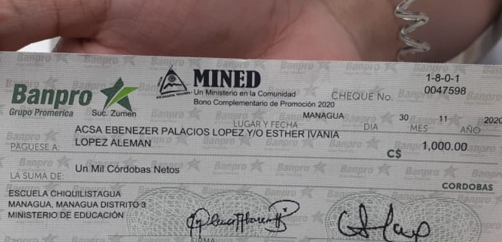 cheque del mined a estudiantes