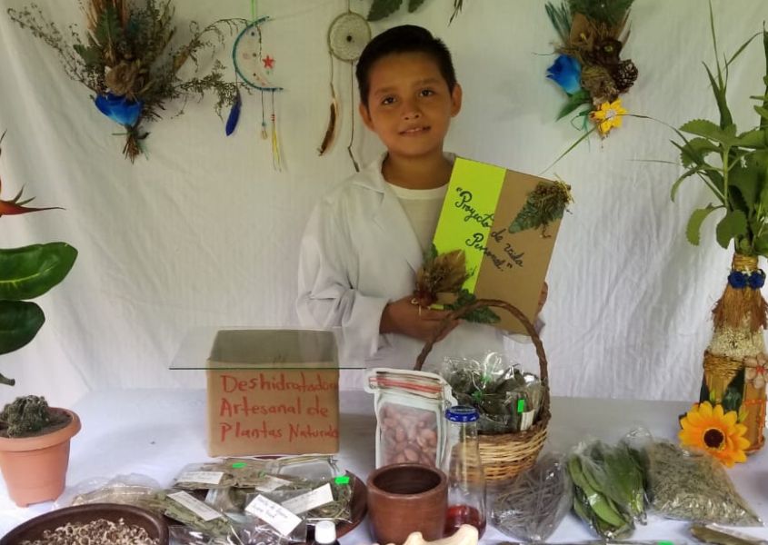 Carlos Francisco Molina Herrera de 11 años desea ser médico y ofrece medicinas naturales deshidratadas.