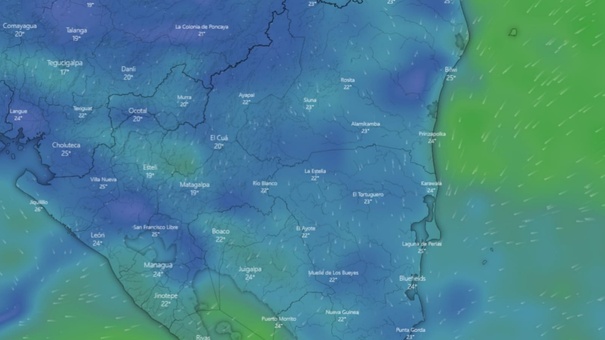 mapa satelital clima nicaragua