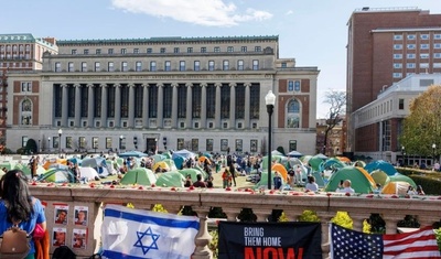 colocan banderas israel protesta propalestina universidad columbia