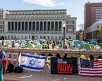 colocan banderas israel protesta propalestina universidad columbia
