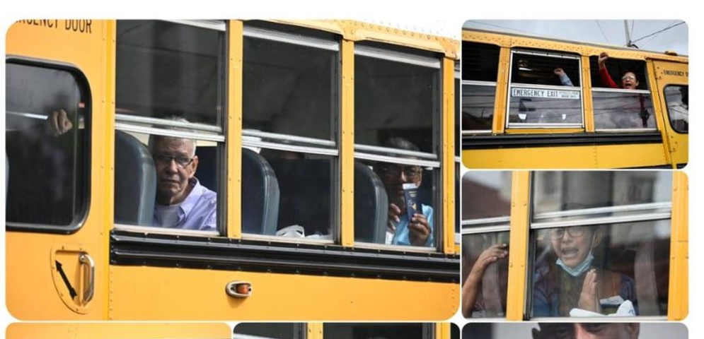 bus amarillo traslada presos politicos liberados desterrados guatemala