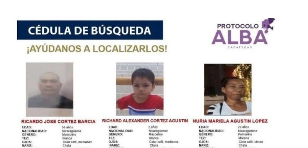 buscan familia nicaraguense desaparecida zacatecas mexico