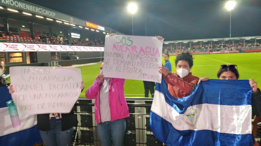 protesta en partido nicaragua vs surinam