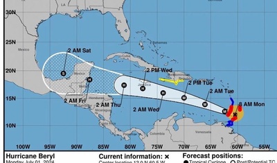 beryl llega a islas barlovento
