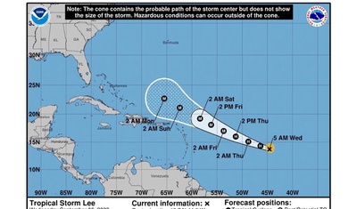 tormenta tropical lee huracan atlantico