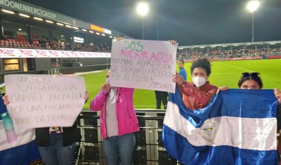 protesta en partido nicaragua vs surinam