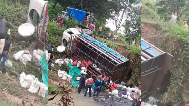 accidente camion vuelca el rama