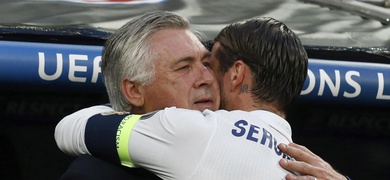 carlo ancelotti recibe sergio ramos