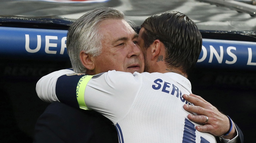 carlo ancelotti recibe sergio ramos