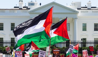 manifestantes propalestina afuera casa blanca