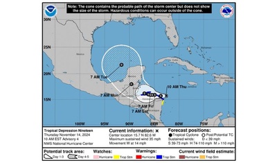 mapa trayectoria tormenta tropical sara