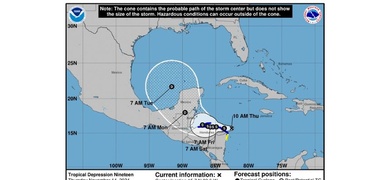 mapa trayectoria tormenta tropical sara