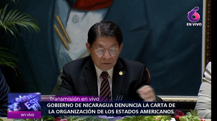 Canciller Dennis Moncada presenta renuncia de Nicaragua ante OEA