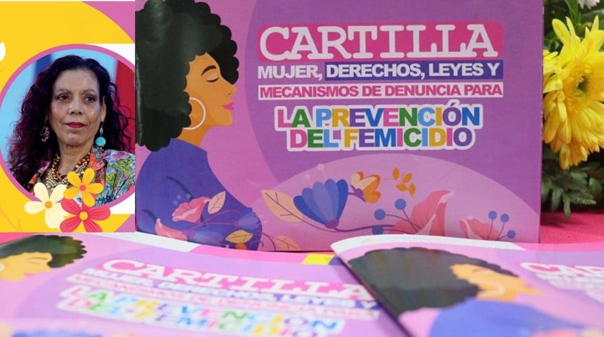 Culto a la personalidad de Rosario Murillo en cartilla de prevención de femicidios