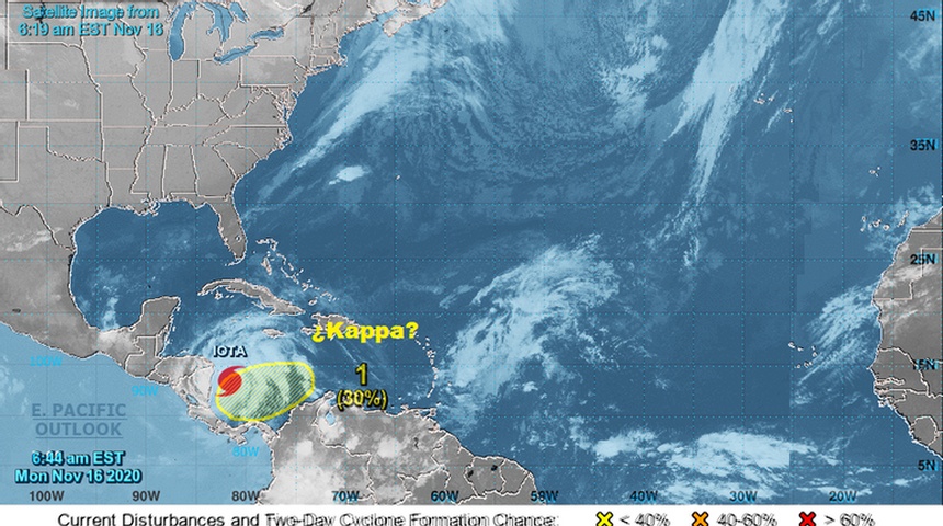 Centro Nacional de Huracanes advierte de formación de tormenta tropical Kappa