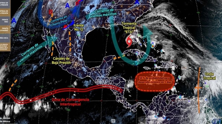 Advierten de posible formación de otro ciclón tropical para Nicaragua, se llamaría Theta si logra convertirse en tormenta o huracán