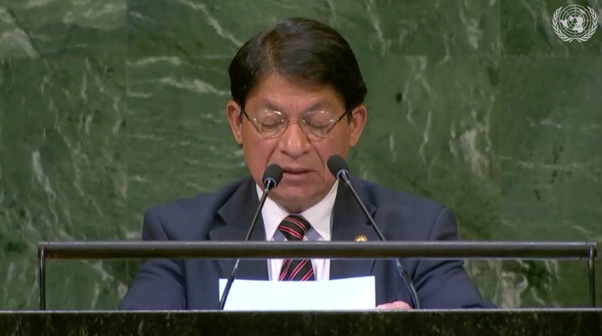 Canciller Moncada dice en la ONU que Nicaragua ha resistido a un "golpe de Estado"