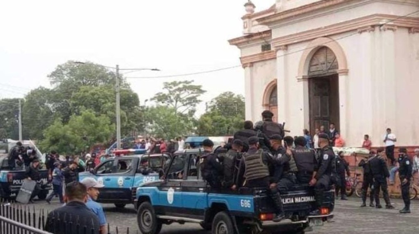 Antimotines rodean iglesia San Jerónimo de Masaya para impedir que salga procesión del santo