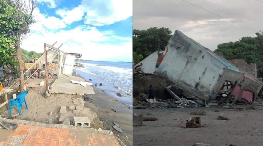 Continúa alerta en Corinto tras fuerte oleaje que destruyó una decena de casas