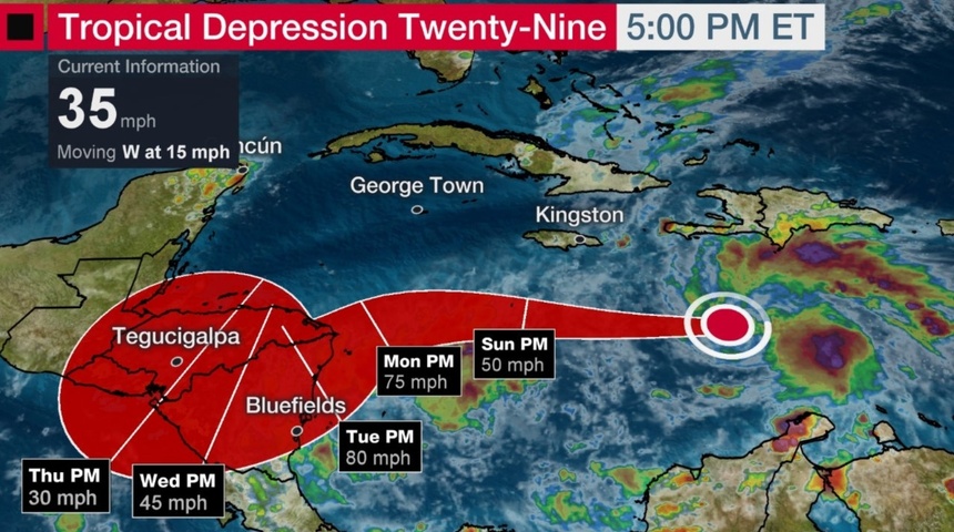 Huracán ETA ingresará a Nicaragua el lunes en la noche