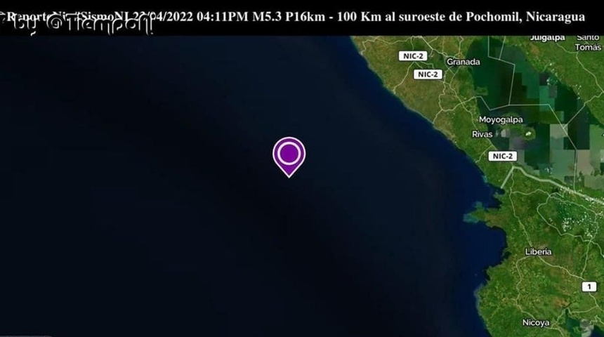 Sismo de 5.3 sacude Nicaragua