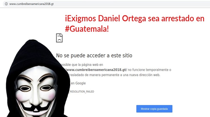 Anonymous hackea webs guatemaltecas en protesta contra Daniel Ortega