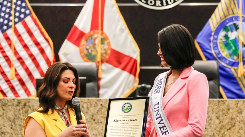 Ciudad Doral en Miami Florida, reconoce labor de Sheynnis Palacios y su impacto en la vida de las mujeres