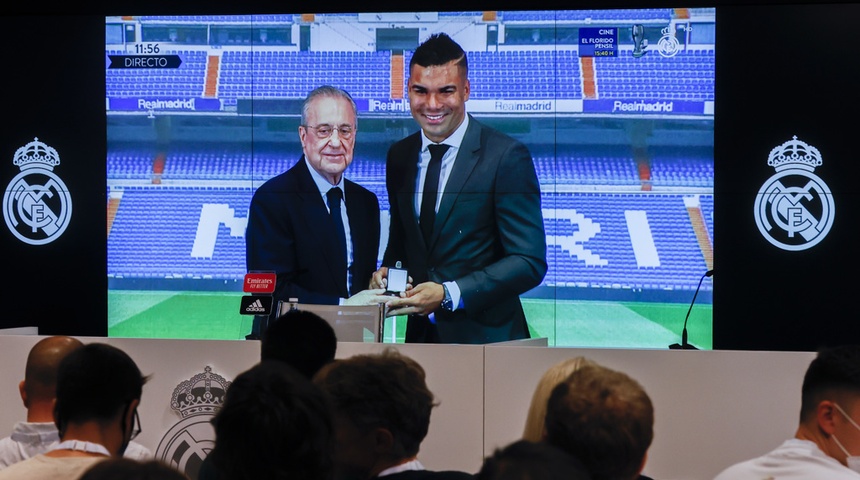 Florentino: “El mito del Real Madrid es posible por jugadores como Casemiro”