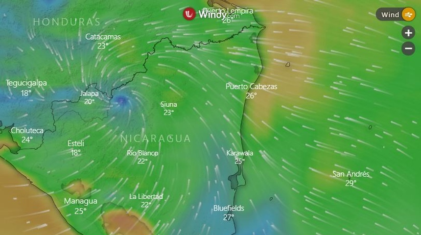 IOTA se degrada a tormenta tropical en su paso por Nicaragua