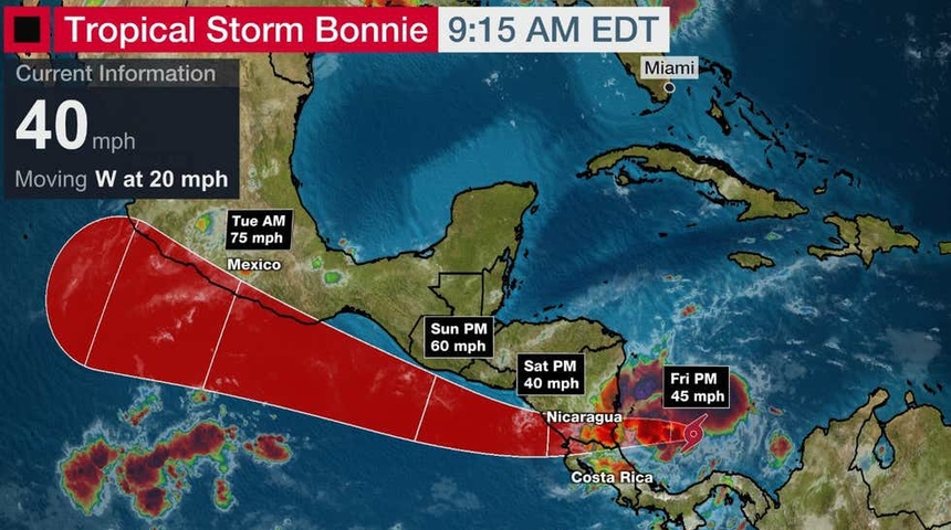 Disturbio se convierte en la tormenta tropical Bonnie