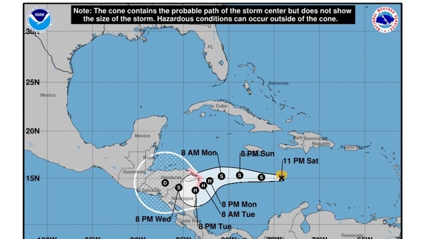 Tormenta tropical ETA con lento movimiento, centro del ciclón se acercará a Nicaragua y Honduras