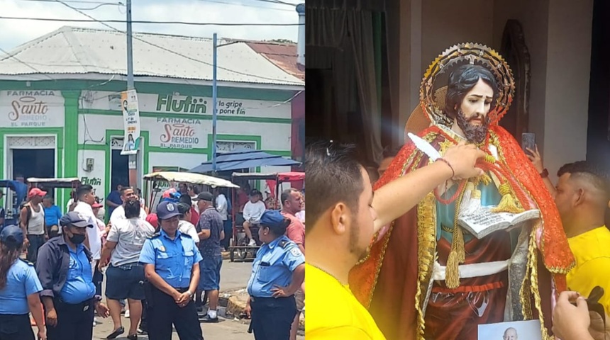 Feligreses en Carazo realizan tope de San Marcos obligados a permanecer en el atrio de la iglesia