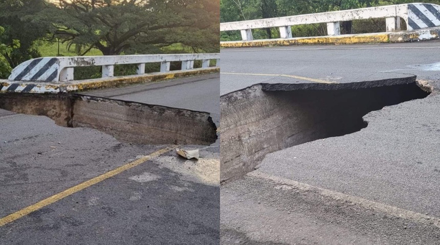 Cierran paso vehicular en carretera Acoyapa-San Carlos, puente el Diamante socavado por lluvias