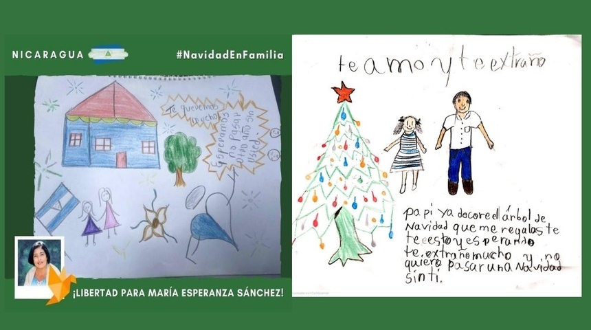 Niños familiares de presos políticos realizan dibujos exigiendo su liberación