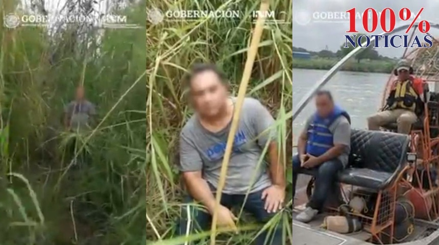 Rescatan a migrante nicaragüense atrapado en islote en Río Bravo