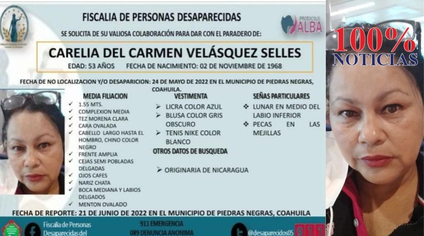 Familia de la nicaragüense Carelia Velázquez pide apoyo para sepultar sus restos, murió cruzando el río Bravo