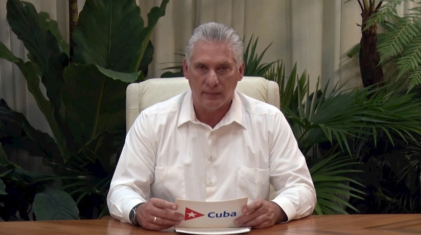 Miguel Díaz-Canel presidente de Cuba convoca a sus partidarios a combatir protestas