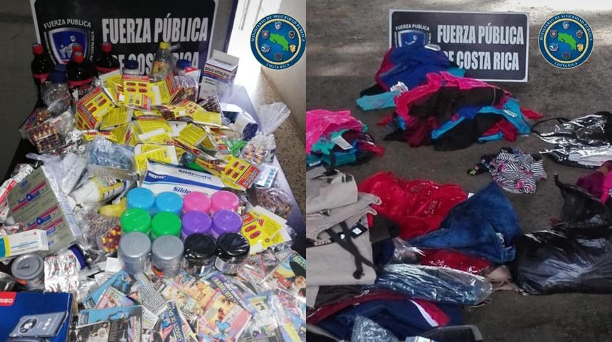 Costa Rica intercepta 4 mil dólares en contrabando de medicinas, ropa y tenis desde Nicaragua