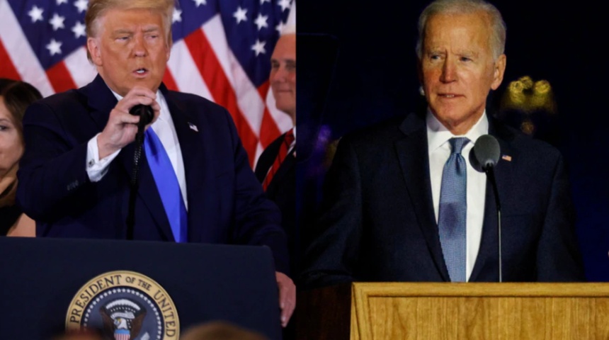 Aun por contabilizar cuatro estados claves, Trump se declaró ganador y Biden pidió paciencia