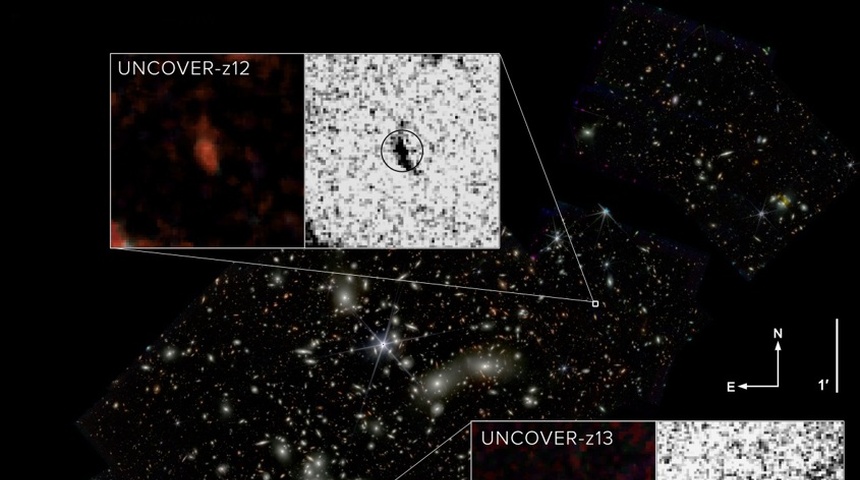 La segunda galaxia más lejana, descubierta gracias al telescopio James Webb