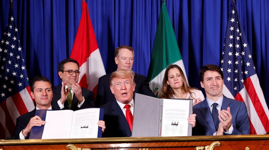 Peña, Trump y Trudeau firman el T-MEC