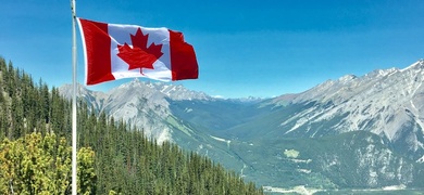 bandera canada montanas nieve