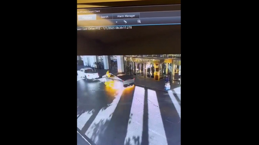 camionn tesla explosion hotel trump las vegas