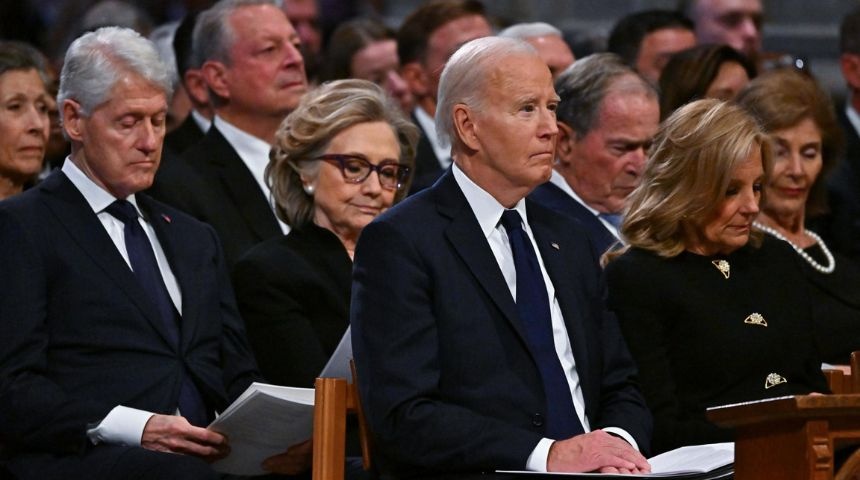 joe biden bill hilary clinton funeral carter