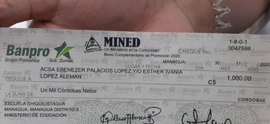 cheque del mined a estudiantes
