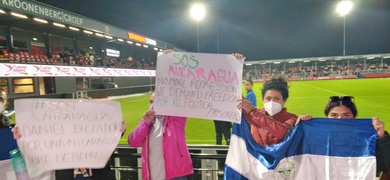 protesta en partido nicaragua vs surinam