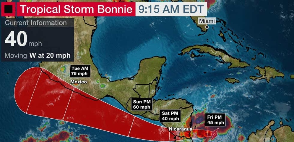 mapa tormenta tropical bonnie