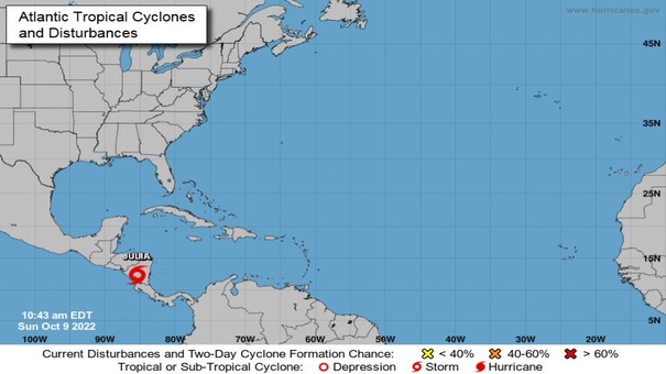 trayectoria tormenta julia nicaragua