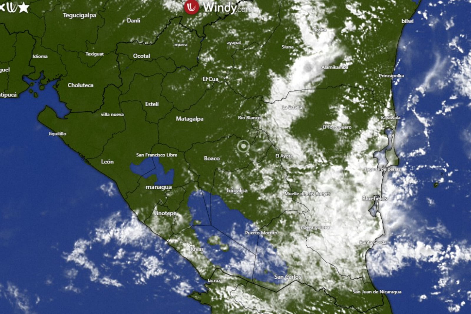 mapa satelital de nicaragua